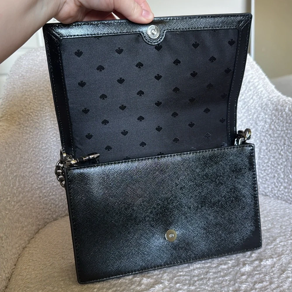 Kate Spade Black Glitter Chain Shoulder or Crossbody Bag • New & Never Used! 🌌🖤 - Picture 8 of 13